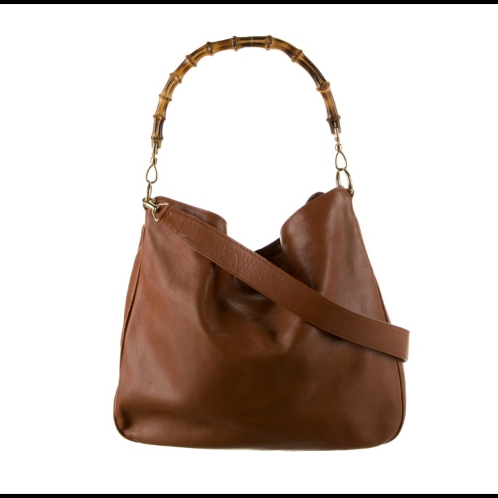 Gucci Vintage Leather Bamboo Top Handle Tote